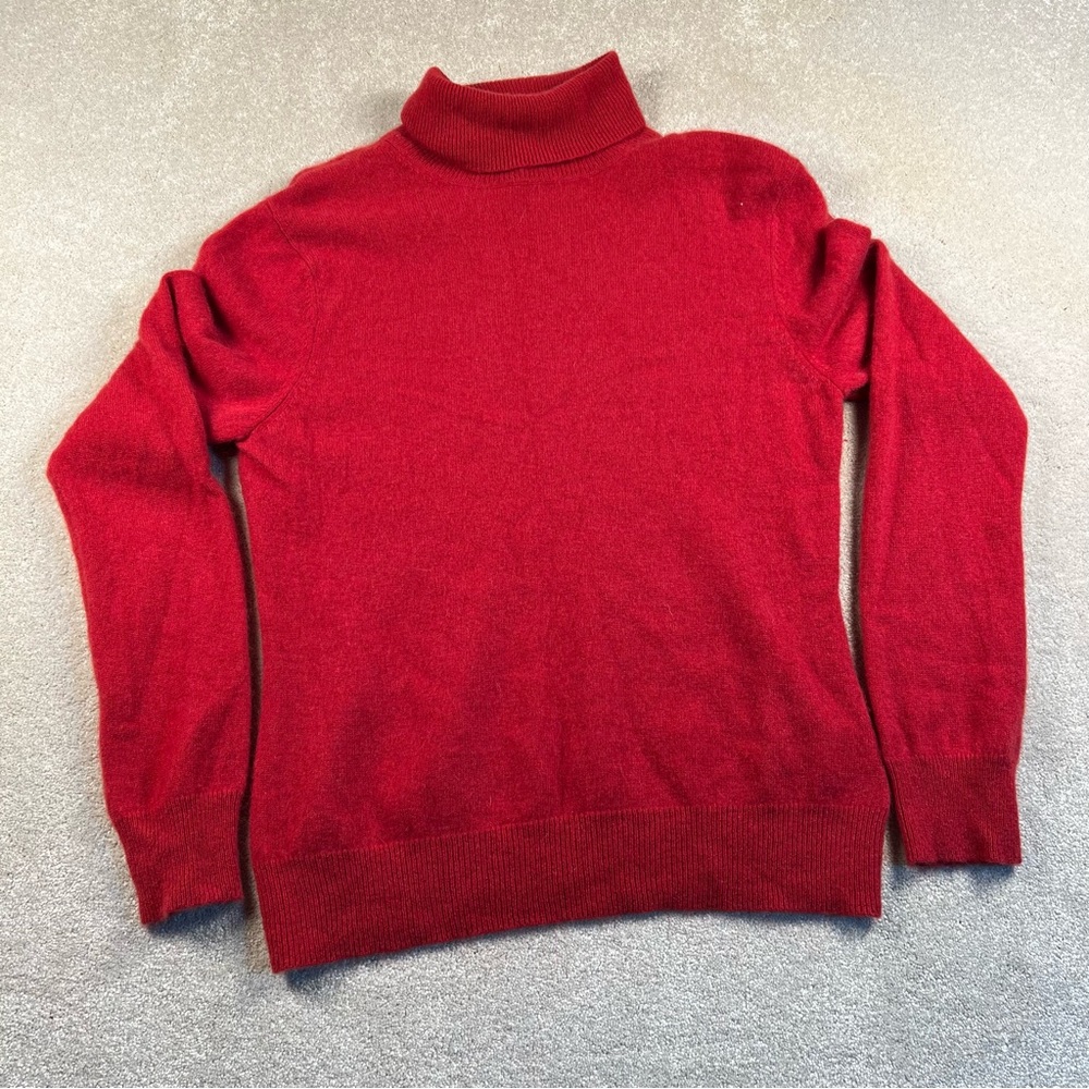 Cashmere Sweater Red Turtleneck Apt 9 Long Sleeve Soft Solid women's Large‎